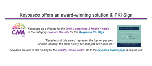 Contactless Intelligence Announces Keypasco as a Finalist for the 2016 Contactless & Mobile Awards